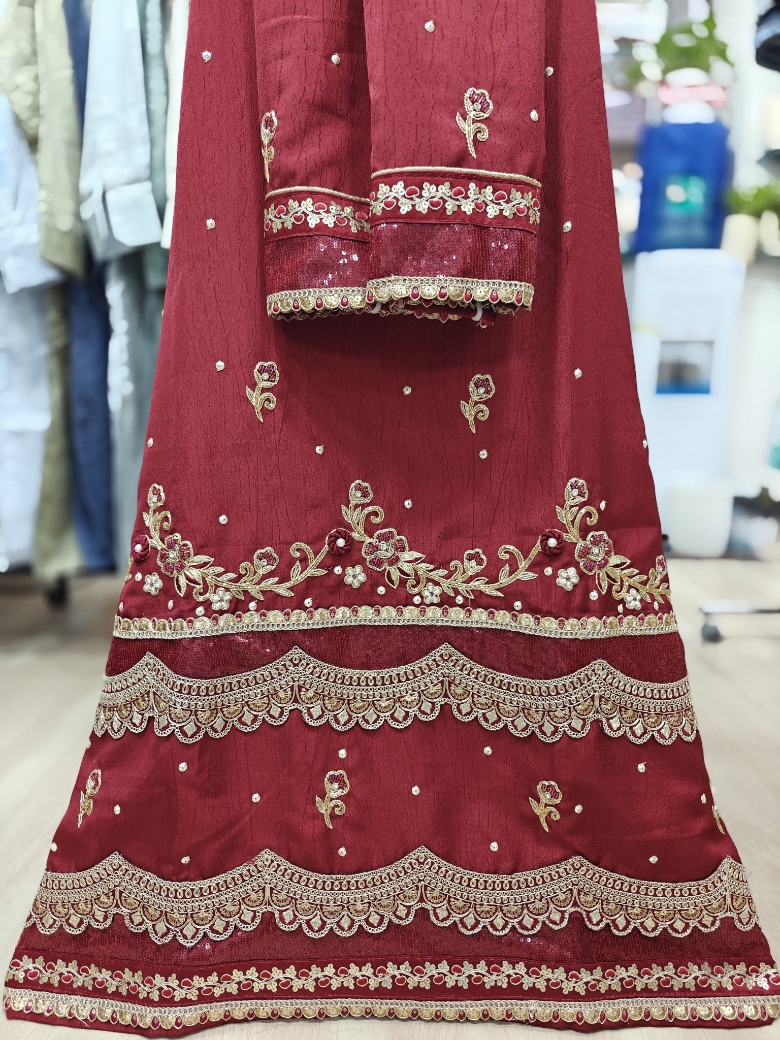 Heavy Handwork and Lacing Bridal Rida Red Heavy Handwork and Lacing Bridal Rida Red